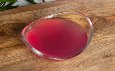 raspberry jelly mix in a glass bowl